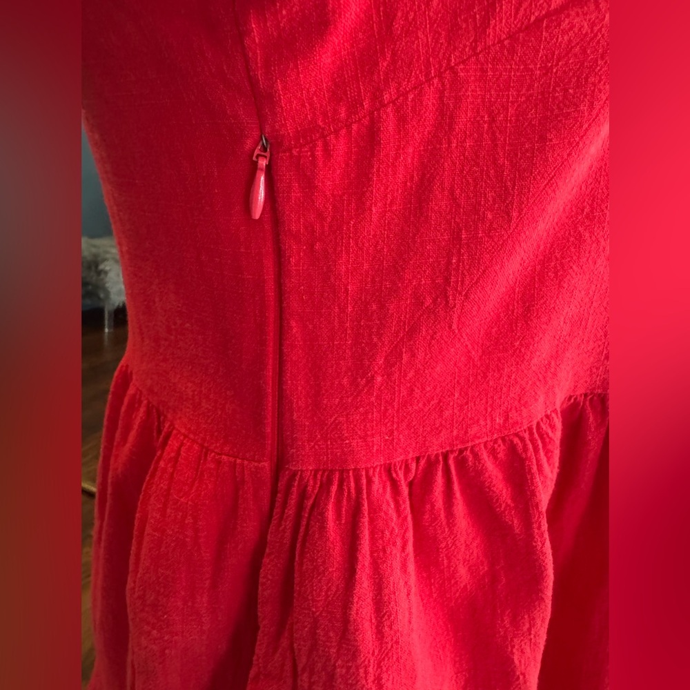 Red Tiered Mini Dress Boho V Neck Short Sleeve Pockets Summer Size M Fancyinn - Picture 5 of 8